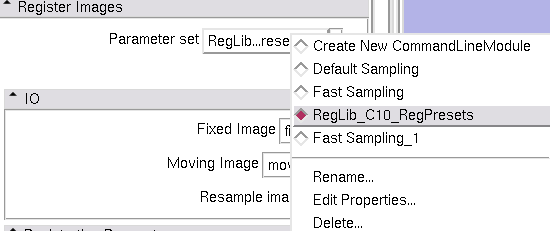 Select Presets via the modules' Parameter Sets menu